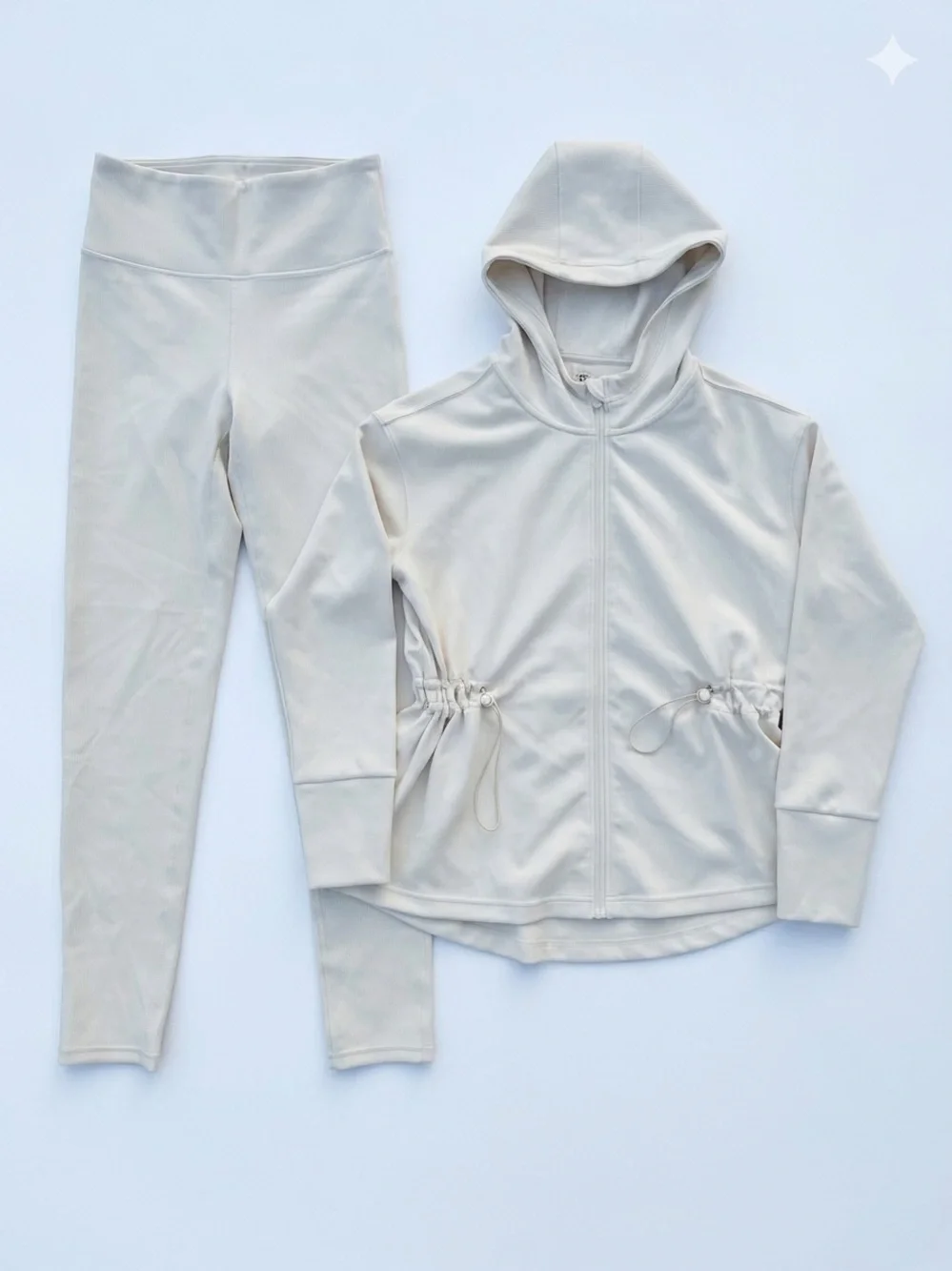 Mono B 2-Piece Ribbed Lounge Set Hoodie & Leggings Size L